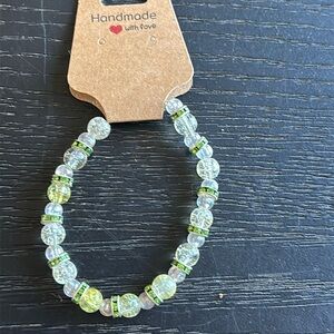 Handmade Beaded Bracelet with Green Accents
